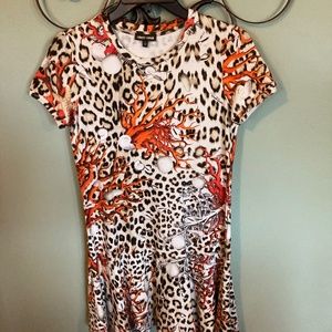 Vintage red leopard and coral Roberto Cavalli